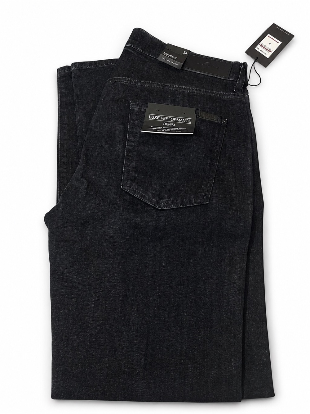 7 For All Mankind Men's Black Straight Jeans